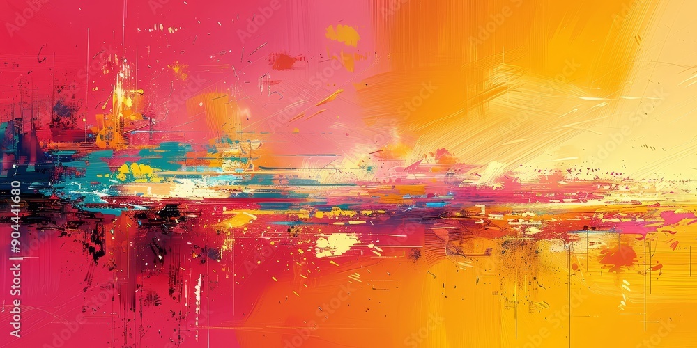 Aufkleber a vibrant abstract painting with colorful brushstrokes and dynamic textures, showcasing contemporary