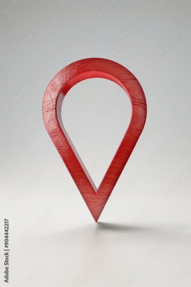 Poster A red map marker sits on a white background, ideal for marking routes or highlighting important points