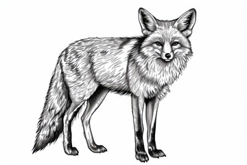 Obraz premium Intricate Hand-Drawn Fox Engraving: Black and White Ink Sketch