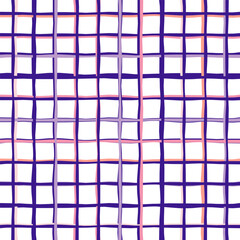 Vector hand drawn cute checkered pattern. Doodle Plaid geometrical simple texture. Crossing lines. Abstract cute delicate pattern ideal for fabric, textile, wallpaper