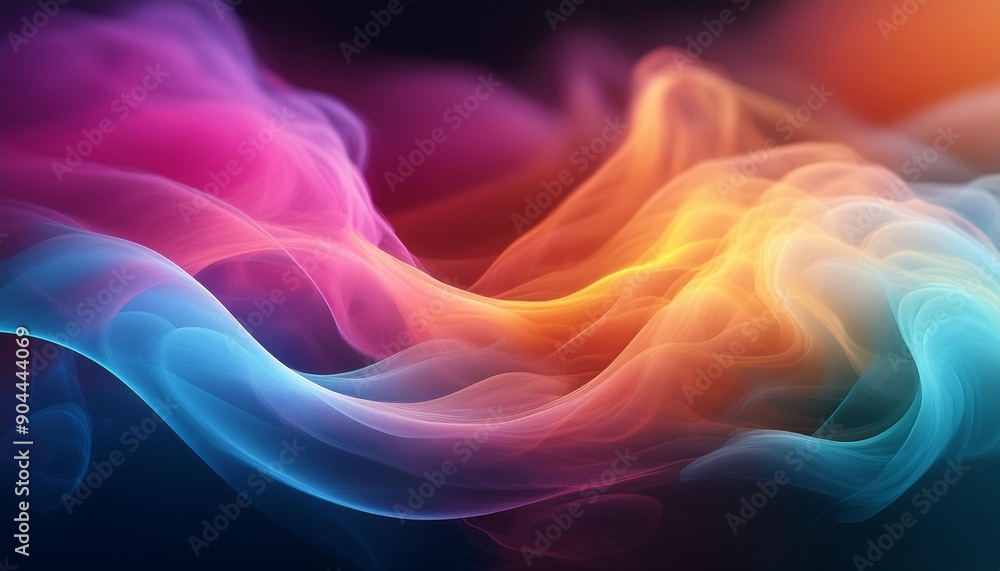 Wall mural abstract clowing background with multicolored blurred gradients moving on dark