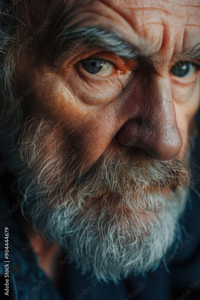 Aufkleber a detailed view of a person with a beard, suitable for editorial or commercial use