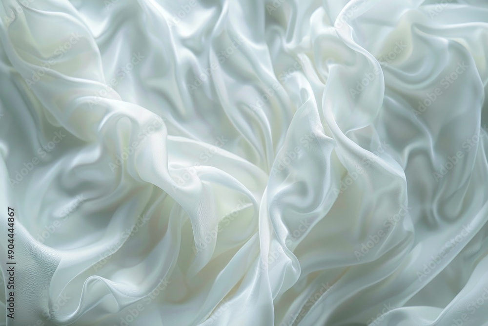 Poster a high-quality close-up photo of a white fabric with intricate textures and patterns
