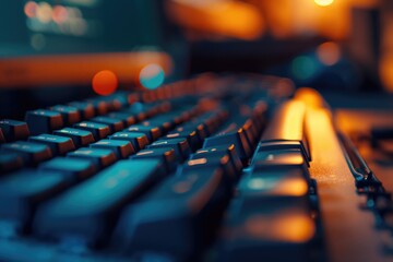 A blurred background and a focused view of a keyboard