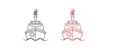 Cruise ship / cargo ship or yacht flat icon for apps and websites