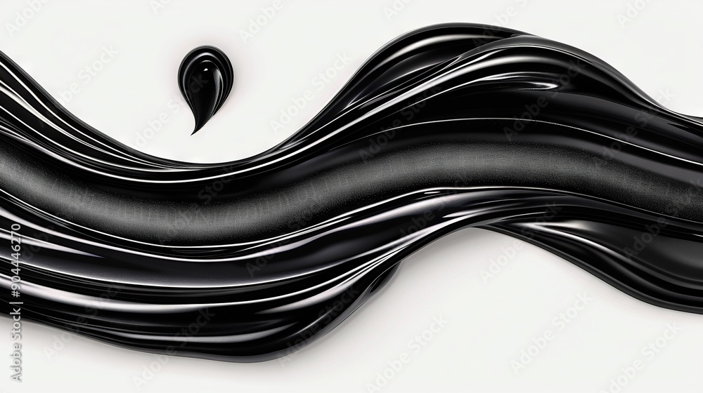 Aufkleber an abstract image featuring a monochromatic black-and-white backdrop with sinuous lines and a drople