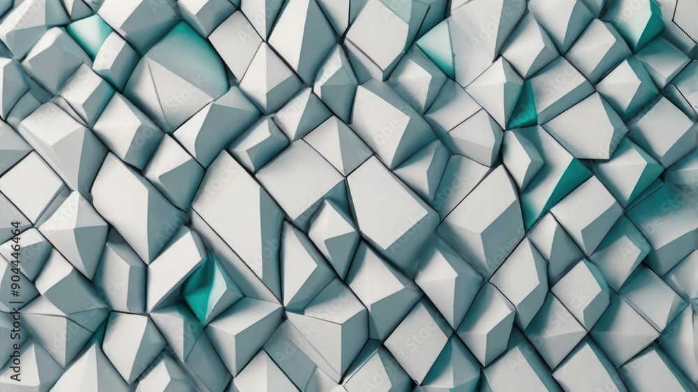 Aufkleber abstract geometric shapes in shades of white and teal create a dynamic and textured surface.