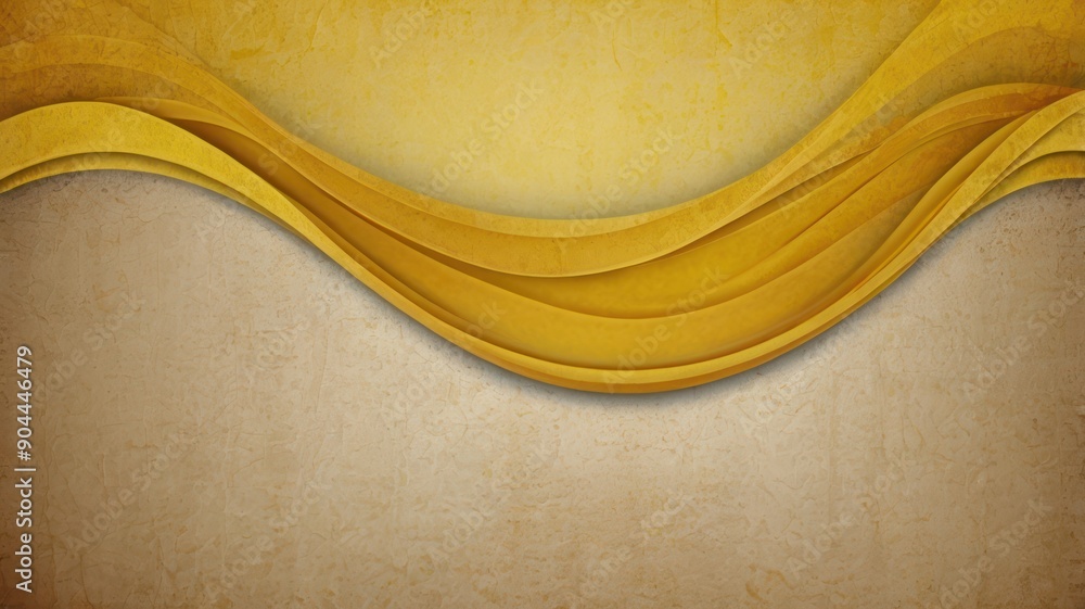 Poster elegant yellow abstract background with flowing curves and texture.