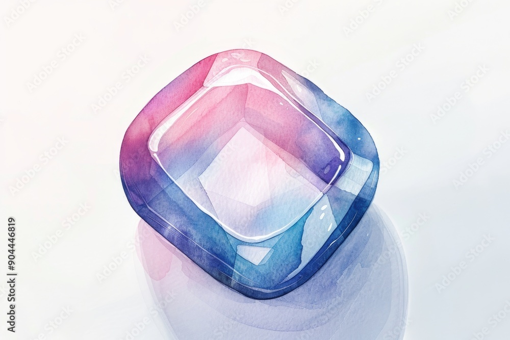 Aufkleber a watercolor painting of a square object on a white surface, ideal for use in graphic design or as a