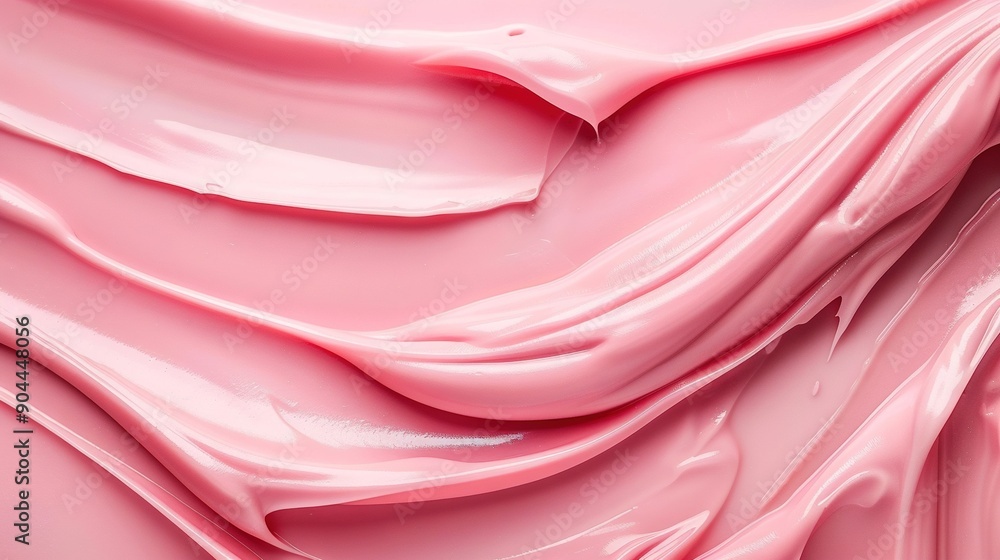 Poster a close-up of pink paint textured with smooth, wavy, diagonal waves in a diagonal pattern