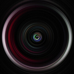 Colorful radial motion effect. Abstract rounded background. Color curves and sphere.