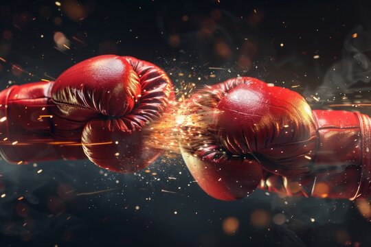 two boxing gloves clashing in a test of strenth and success