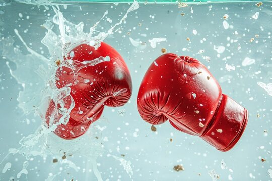 two boxing gloves clashing in a test of strenth and success