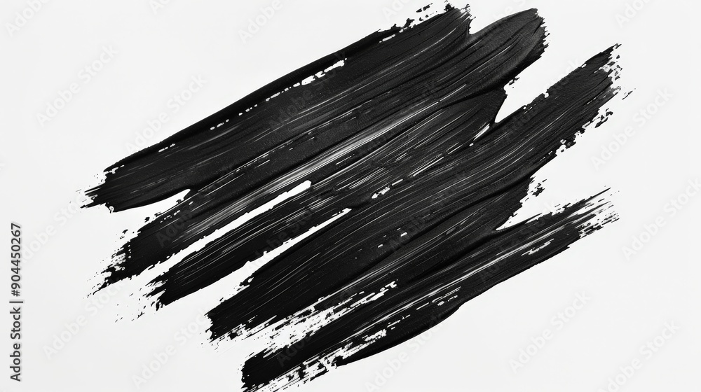 Fototapete the image features a black brush movement spreading diagonally on a white base, showcasing a dynamic