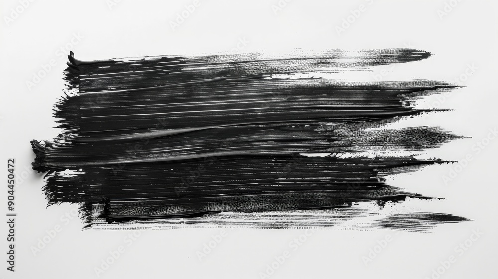 Poster featuring abstract black paint strokes on a modern white canvas, this image conveys deep artistic ex