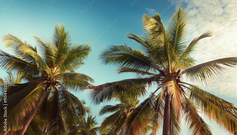 Sticker coconut palm trees against a sky coconut palm trees