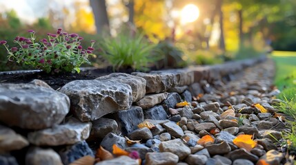 Obraz premium A rock wall with a plant growing out of it