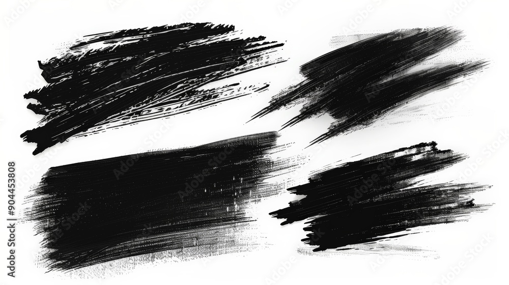 Poster this image shows a collection of bold, abstract black paint strokes on a white background, showcasin