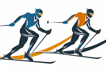 Obraz premium Dynamic Nordic Combined Action Symbolizing Winter Sports Challenge and Athlete Skill in a Vibrant Artistic Style