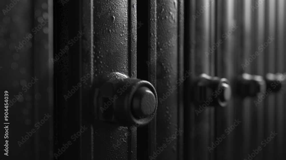 Poster a collection of doors with varying designs and styles in monochrome tones