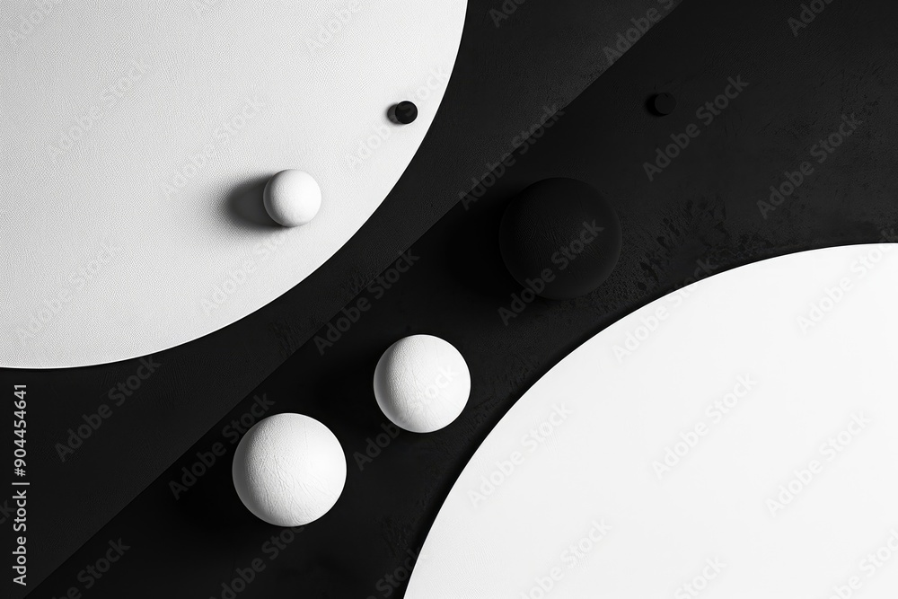 Aufkleber abstract image featuring black and white spheres creating a geometric pattern on a black and white b