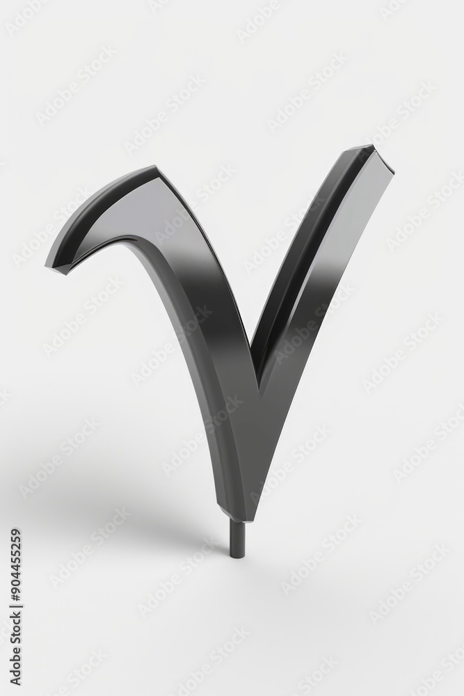 Poster A close-up of a black V-shaped object on a white background, ideal for use in designs where bold shapes are needed