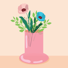 flowers bouquet in a flowerpot Vector