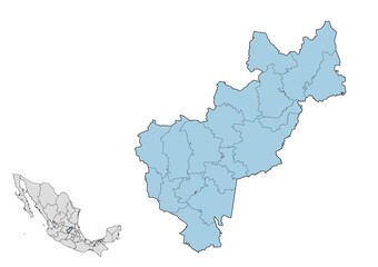 Mapa de los municipios del estado de Querétaro, México
