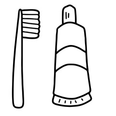 Adorable Cartoon Toothbrush and Toothpaste Vector | Cute Minimalist Design