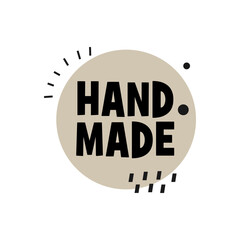 Hand Made with Love inscription lettering quote. Made with Love calligraphy. Made with Love card. Vector illustration