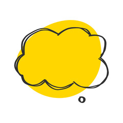 Simple vector illustration of a speech bubble with a color background and black outline. Perfect for communication, chat, and dialogue concepts in design.