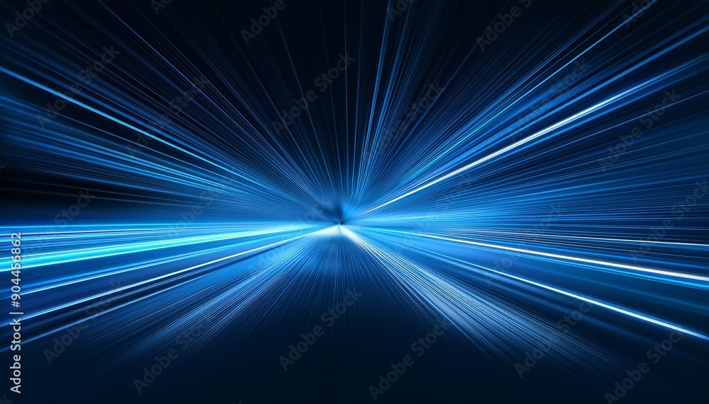 Wall mural acceleration speed motion on night road light and stripes moving fast over dark background abstract blue illustration