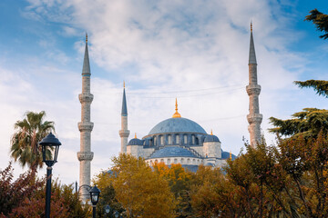 Autumnal view of the Blue Mosque and Sultanahmet Square, Istanbul