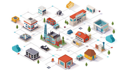 Fototapeta premium isometric set of cars in a row