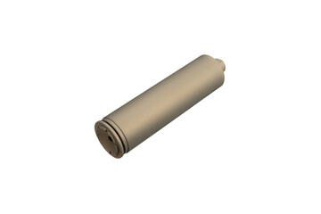 FDE silencer for weapons. Suppressor that is at the end of an assault rifle. Isolate on a white back