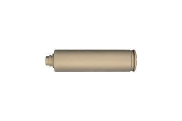 FDE silencer for weapons. Suppressor that is at the end of an assault rifle. Isolate on a white back