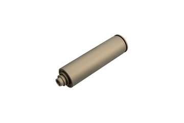 FDE silencer for weapons. Suppressor that is at the end of an assault rifle. Isolate on a white back