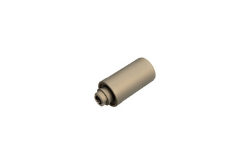 FDE silencer for weapons. Suppressor that is at the end of an assault rifle. Isolate on a white back