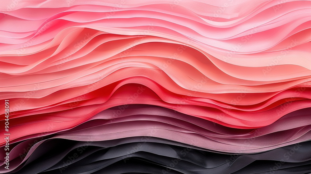 Poster close-up image of a pink and black background with wavy lines at the bottom