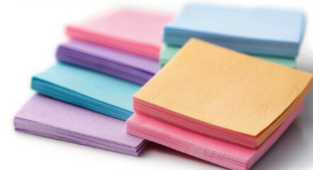 Fototapeta premium Colorful Sticky Notes Arranged in a Grid Pattern on a White Surface