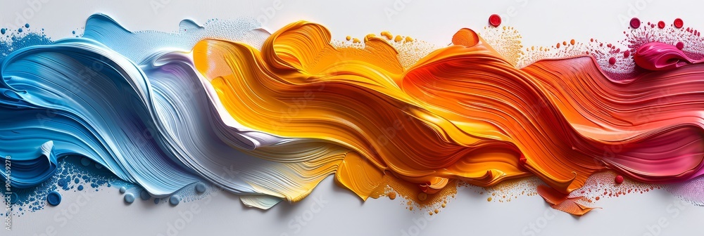 Leinwandbilder Dynamic abstract artwork with colorful waves against a dark background, highlighting vibrant hues and fluid motion in a modern visual style, Generative AI