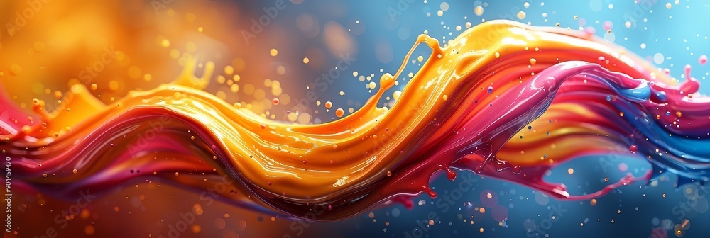 Poster Dynamic abstract artwork with colorful waves against a dark background, highlighting vibrant hues and fluid motion in a modern visual style, Generative AI