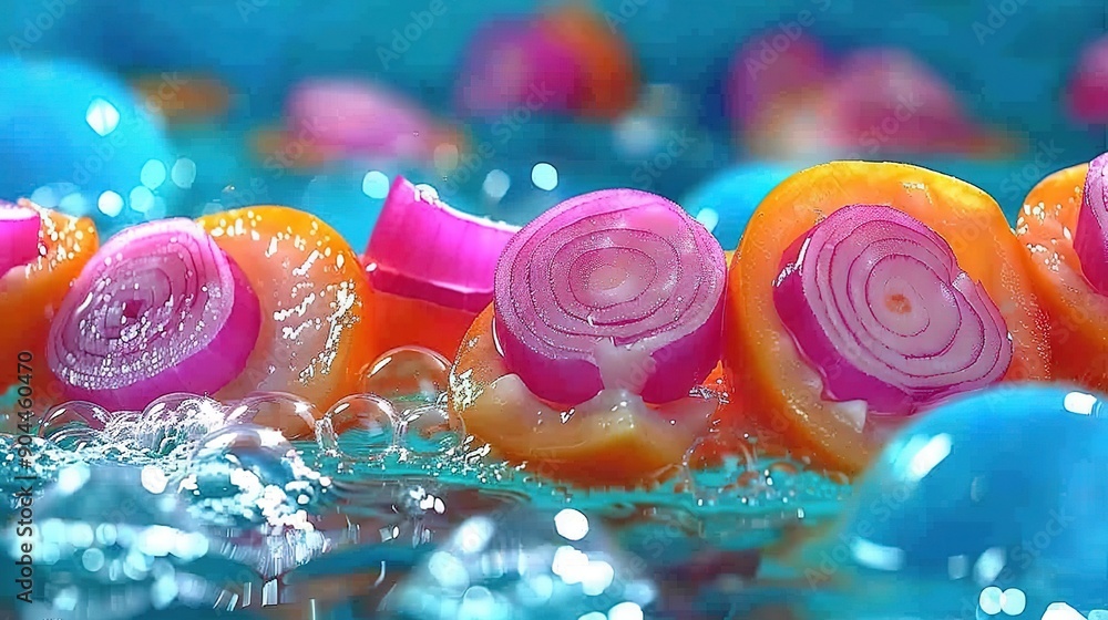 Aufkleber a close-up of a group of soapy items submerged in a pool with surrounding bubbles