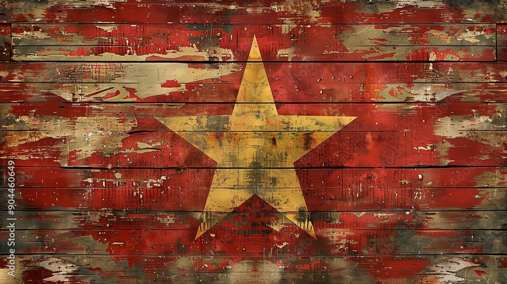 Aufkleber this abstract interpretation of the vietnam flag utilizes geometric shapes and patterns to represent