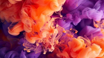 Obraz premium Captivating and Vibrant Abstract Swirls Composed of Beautiful Orange and Deep Purple Smoke