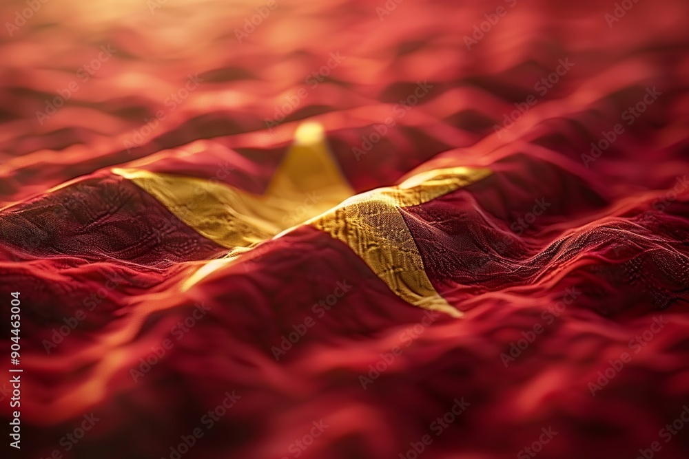 Poster this abstract interpretation of the vietnam flag utilizes geometric shapes and patterns to represent
