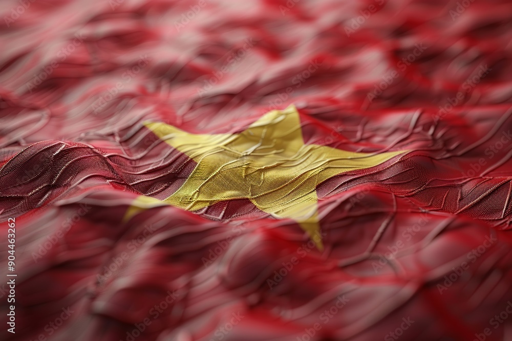 Poster this abstract interpretation of the vietnam flag utilizes geometric shapes and patterns to represent