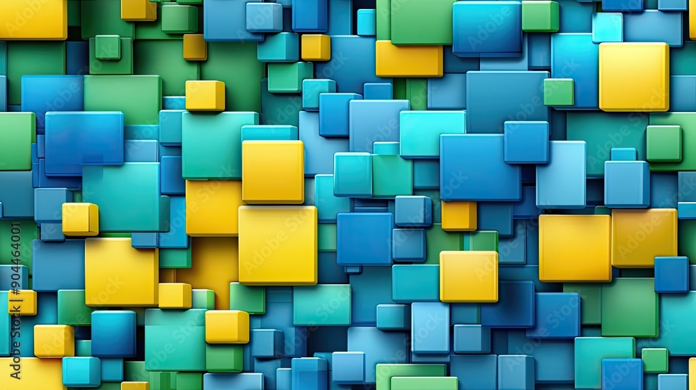 Aufkleber colorful blocks in blue, green, and yellow create an engaging pattern for visual exploration