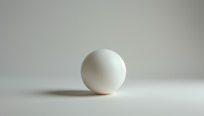 A minimalist photo of a smooth, white sphere centered on a light gray background, casting a subtle shadow to the left.