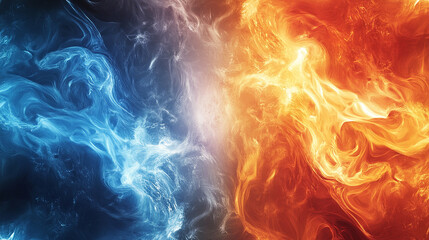 Abstract fire and ice elements with dynamic contrasts